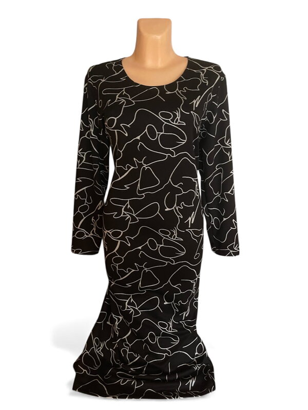 Černé šaty s dlouhým rukávem CALIB