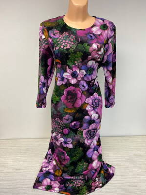 Fialové květované šaty FIALA teplejší