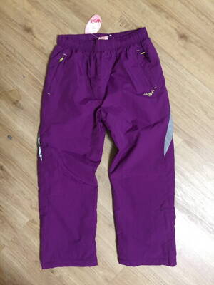 Zateplené dívčí  fialové kalhoty 128